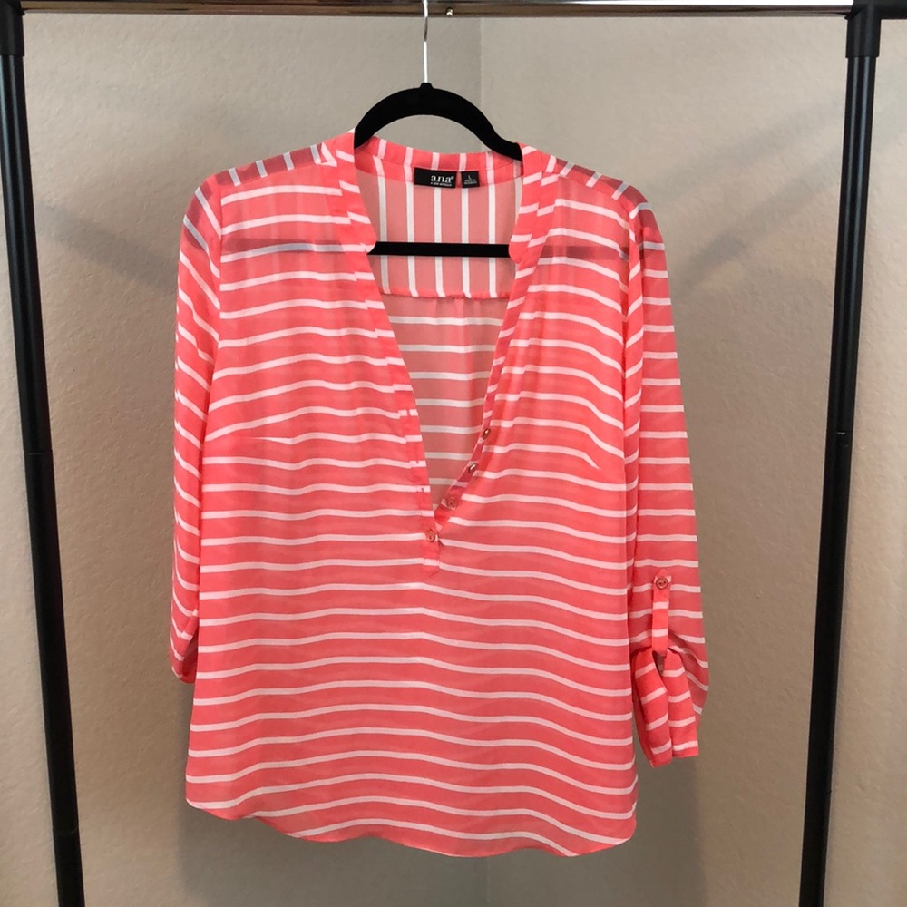 Striped Pink Quarter Sleeve Blouse